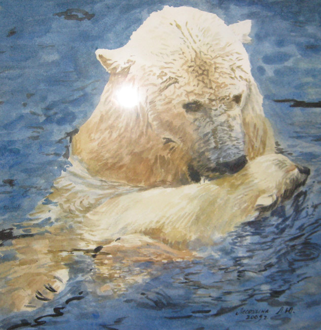 Белый медведь с медвежонком